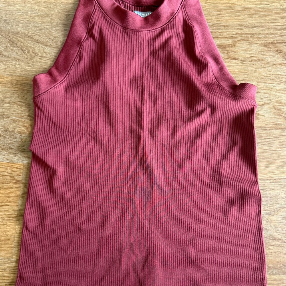 Athleta Red Ribbed Sleeveless Tank Top